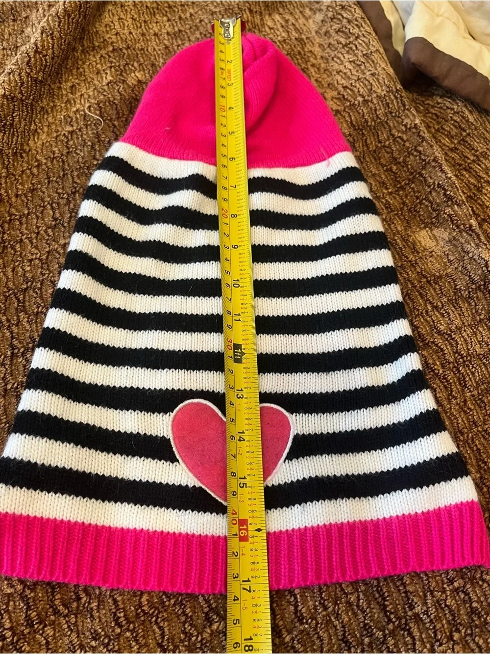 Bright Pink & Black Striped Hooded Knit Sweater Medium